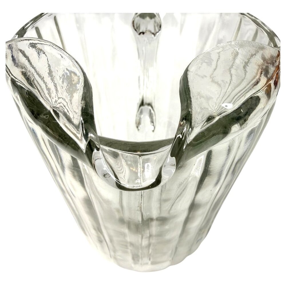 Vintage Jeannette National Clear Glass Ribbed Pitcher Ice Lip 63 OZ 7.5” Tall - Picture 7 of 7